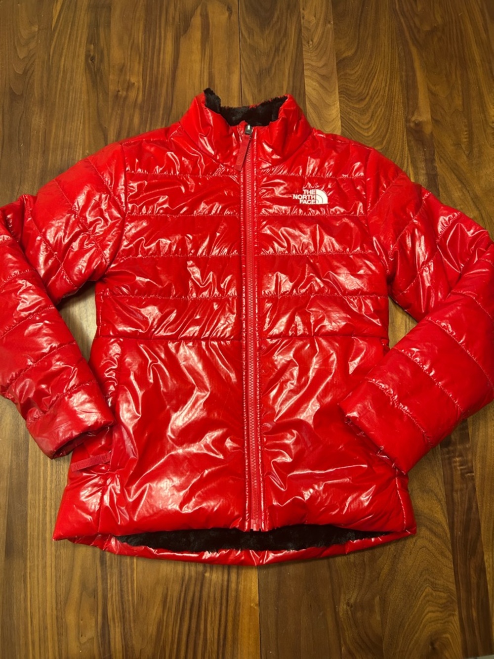 The North Face Glossy Red Reversible Puffer